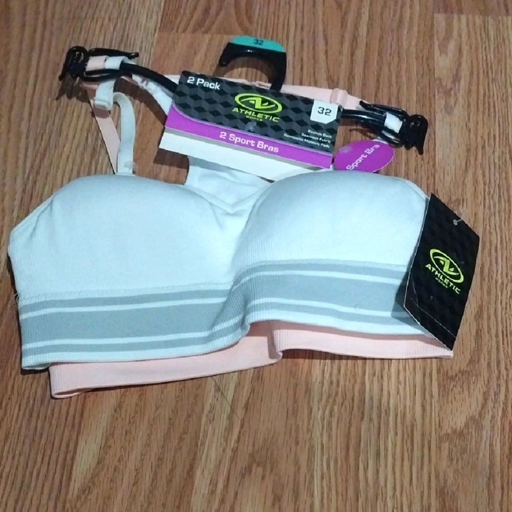 Athletic Works White and Gray Sports Bras - 2 Pack